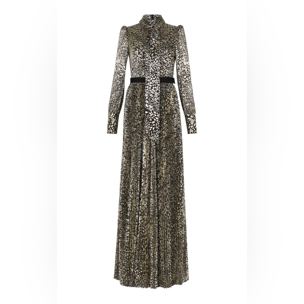 SOLD* REBECCA VALLANCE Vienna Metallic Pleated Gown